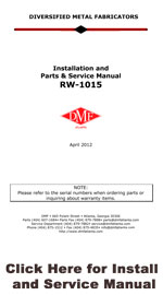 DMF RW-1015 Install and Service Manual
